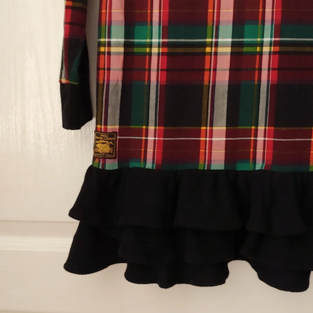 Ralph Lauren Plaid Ruffled Bottom Dress. Size Large 12-14. Holiday. Portrait